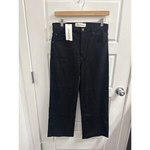 Reformation Stretch Flood Black High Rise Wide Leg Cropped Jeans Size 30‎ LY346